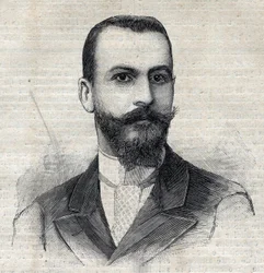 Portrait de Casimir Maistre (1867-1957), explorateur français en Afrique. Gravure dans "Le Petit Parisien"