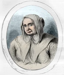 Portrait de Catherine Monvoisin (La Voisin) (1640-1680) - Affaire des poisons : Catherine Deshayes, épouse Monvoisin et surnommée La Voisin (1640-1680) - Gravure de 1863 dans «Le Livre Rouge - Histoire De L