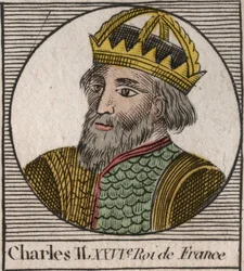 Portrait de Charles II le Chauve (823-877), roi de France - Charles II (823-877) le Chauve - gravure de « Instruction sur l