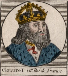 Portrait de Clothaire I (497 - 561), roi de Neustrie et roi des Francs - gravure de « Instruction sur l