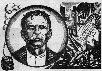 Portrait de François Claudius Koenigstein dit Ravachol (1859-1892), terroriste et anarchiste. Illustration tirée de « Le petit journal illustré » 1931