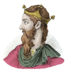 Portrait de Frédéric I de Hohenstaufen dit Frédéric Barberousse (1122-1190), Empereur romain germanique. Gravure du 19ème siècle. Milanais