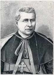 Portrait de Giovanni Simeoni (1816-1892), cardinal italien. Gravure dans « Les Missions Catholiques au XIXème Siècle » par Louis-Eugène Louvet. Collection privée.