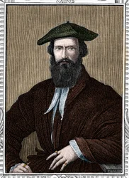 Portrait de Girolamo Francesco Maria Mazzola dit Parmigianino ou Le Parmesan (1503-1540) peintre italien. Gravure de 1859 dans "Les galeries d