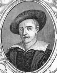 Portrait de Guido Reni (1575-1642). Peintre italien. gravure de 1859 dans « les galeries d