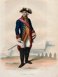 Portrait de Jacques Antoine Hippolyte, comte de Guibert, général et écrivain militaire français - Illustration de « Le Plutarque Français » par Edmond Mennechet