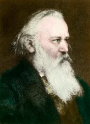 Portrait de Johannes Brahms (1833-1897), compositeur allemand (gravure du 19ème siècle, collection privée)