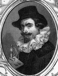 Portrait de Leonello Spada ou Lionello Spada (1576-1622) peintre italien. Gravure de 1859 dans « les galeries de l