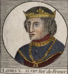 Portrait de Louis X le Hutin (1289 - 1316), roi de France et de Navarre - gravure de «Instruction sur l