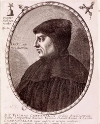 Portrait de Tommaso Campanella, moine dominicain et philosophe. Gravure.