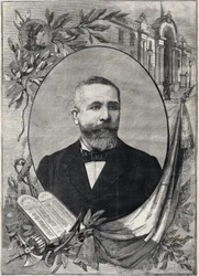 Portrait du nouveau président français Émile Loubet (1838-1929) élu le 18 février 1899. Gravure. Dans « Le Petit Parisien »
