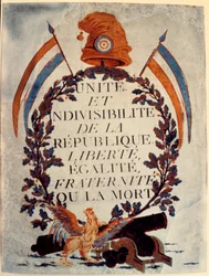 Affiche de la Révolution française : Unité et indivisibilité de la République liberté égalité fraternité ou la mort