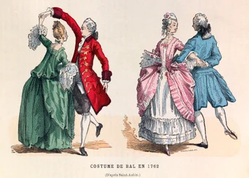 Costumes de bal en 1762 (règne de Louis XV)
