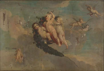 Putti avec un feston, vers 1650 (huile sur toile)