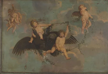 Putti avec un aigle sur des nuages, vers 1650 (huile sur toile)