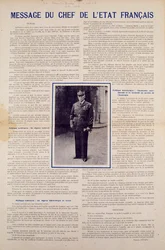 Seconde Guerre mondiale et régime de Vichy : message du chef de l