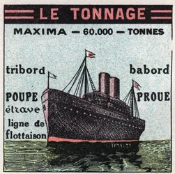 Navires et bateaux : tonnage. Illustration anonyme de 1925. Collection privée.
