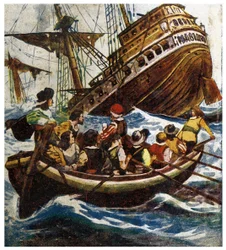 Naufrage du Pétrel. Illustration des « Aventures de Morgan le Pirate » 1908