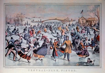 Patinage sur le lac gelé de Central Park à New York, USA (19e siècle, collection privée)