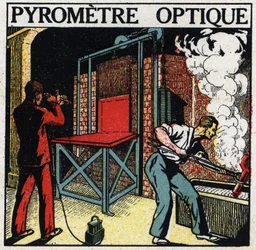 Analyse spectrale : pyromètre optique. Illustration anonyme de 1925. Collection privée.