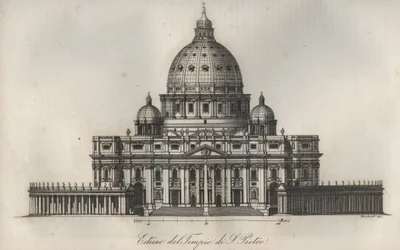 Basilique Saint-Pierre (basilique de Saint-Pierre) à Rome - gravure tirée de « Usi e Costumi di Tutti i Popoli dell