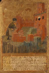 Tailleur de pierre construisant un château