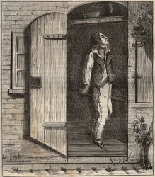 Suicide au bagne de Rochefort en 1840. Gravure dans « Histoire des bagnes depuis leur création à nos jours » (1877) de Pierre Zaccone (1817-1895) (Colonie pénale). Collection privée.