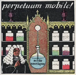Température et expansion : le « mobile perpetuum », le premier thermomètre utilisé par les apothicaires au XVIe siècle. Illustration anonyme de 1925. Collection privée.