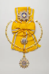 Thaïlande - Ordre de Rajamitrabbhorn : ensemble complet - plaque, insigne et pendentif, milieu du XXe siècle