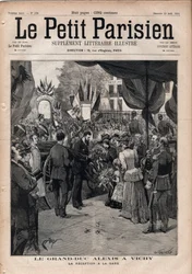 Le Grand-Duc Alexis Alexandrovitch (Aleksei Aleksandrovich Romanov) (1850-1908) à Vichy - La réception à la gare - Gravure dans « Le Petit Parisien » de 1891 - Collection privée
