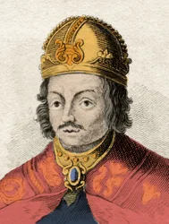 Le roi de Castille Alphonse X le sage (Alfonso X el Sabio) (1221-1284) Gravure du 19e siècle. Milanais