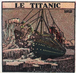 La T.S.F. : le naufrage du Titanic en 1912. Des messages de détresse ont été envoyés depuis le poste T.S.F. du navire après la collision avec un iceberg. Illustration anonyme de 1925. Collection privée.