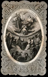 La Vierge Marie avec la Sainte Trinité (Dieu, Jésus-Christ et la colombe du Saint-Esprit)
