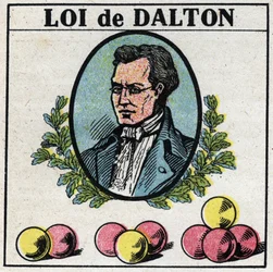 Les atomes : La loi de John Dalton (1766-1844). Illustration anonyme de 1925. Collection privée.