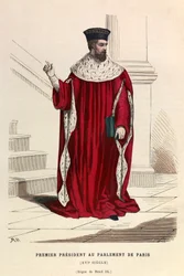 Le premier président du Parlement de Paris au 16e siècle sous le règne du roi Henri III - collection privée