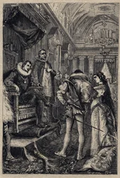 Le mariage de Giulia Farnese avec Orsino Orsini dans la maison de Rodrigo Borgia, 1489 - gravure tirée de « Lucrezia Borgia » d