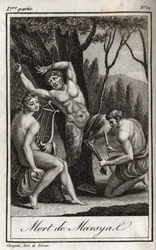 Le châtiment ou la mort de Marsyas (Le Châtiment de Marsyas) puni pour avoir défié Apollon à la lyre et écorché par l