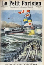Le voyage du président de la République française Armand Fallières (1841-1931) : la réception à Douvres, Angleterre. Dans « Le Petit Parisien » du 31/05/1908. Collection privée