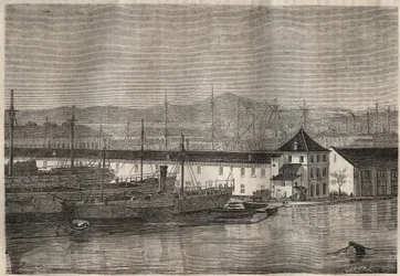 Le bagne de Toulon au XIXe siècle. Gravure dans "Histoire des bagnes depuis leur création à nos jours" (1877) par Pierre Zaccone (1817-1895). Collection privée.
