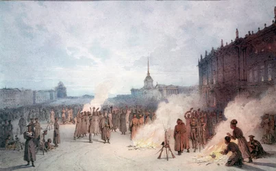 Le tsar Nicolas Ier et ses soldats pendant le 14 décembre