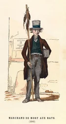 Un marchand de mort aux rats en 1845 à Paris, gravure, collection privée