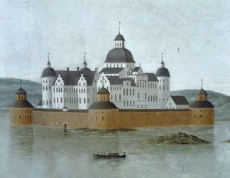 Vue de Kalmar avec le château de Kalmar, Suède ... (aquarelle)