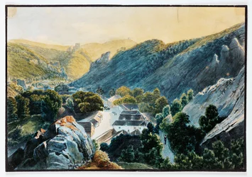 La vallée de Vorderbruehl en Basse-Autriche et Husarentempel un petit bâtiment romantique avec une vue ... (photo)