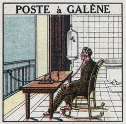 Téléphonie sans fil : poste radio en galène. Illustration anonyme de 1925. Collection privée.