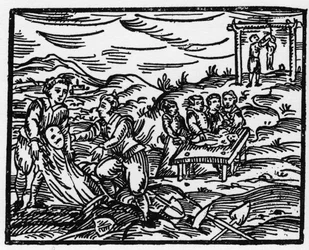 Sorcières dissuadant les morts dans un cimetière - "Compendium Maleficarum", traite des sorcières, de leurs maux et de leurs sortilèges par Francesco Maria Guazzo ou Guaccio ou Guaccius (15?? -16??) 1608 Collection Privée