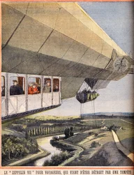 Zeppelin VII pour voyageurs détruit par une tempête. Gravure dans « Le petit parisien » du 10/07/1910. Collection privée.