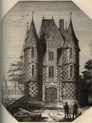 Château de Carrouges - Le donjon - Orne Normandie - gravure dans « PATRIE » - DESCRIPTION PICTURESQUE DE LA FRANCE EN 6 VOLUMES PAR LUCIEN HUARD - fin XIXe siècle