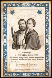 Les martyrs Saint Faustin et Saint Jovite. Image pieuse