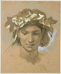 Tête de femme, couronnée de lierre. Étude pour le tableau « Le Banquet de Platon » (1873, Galerie nationale de Berlin)
