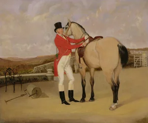 James Taylor Wray de la chasse de Bedale avec son cheval de chasse